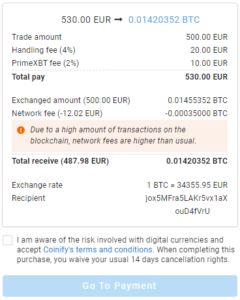 Crypto Apex Pros Partners With Coinify To Make Buying Bitcoin Even Easier - Coinify 4 Transaction details 240x300